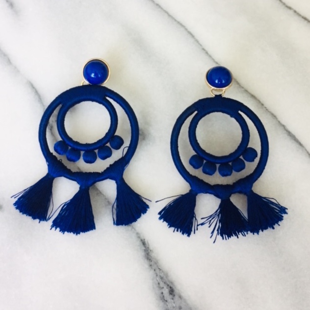 BaubleBar Structured Tassel Earrings in ROYAL BLUE